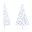 Künstlicher Halber Weihnachtsbaum mit LEDs & Kugeln Weiß 180cm