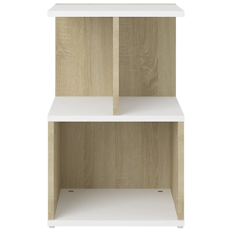 Nachttisch Weiß und Sonoma-Eiche 35x35x55 cm Holzwerkstoff