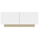 Nachttisch Weiß und Sonoma-Eiche 100x35x40 cm Holzwerkstoff