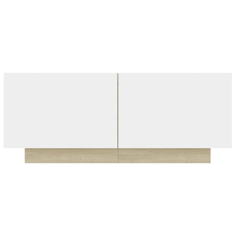 Nachttisch Weiß und Sonoma-Eiche 100x35x40 cm Holzwerkstoff