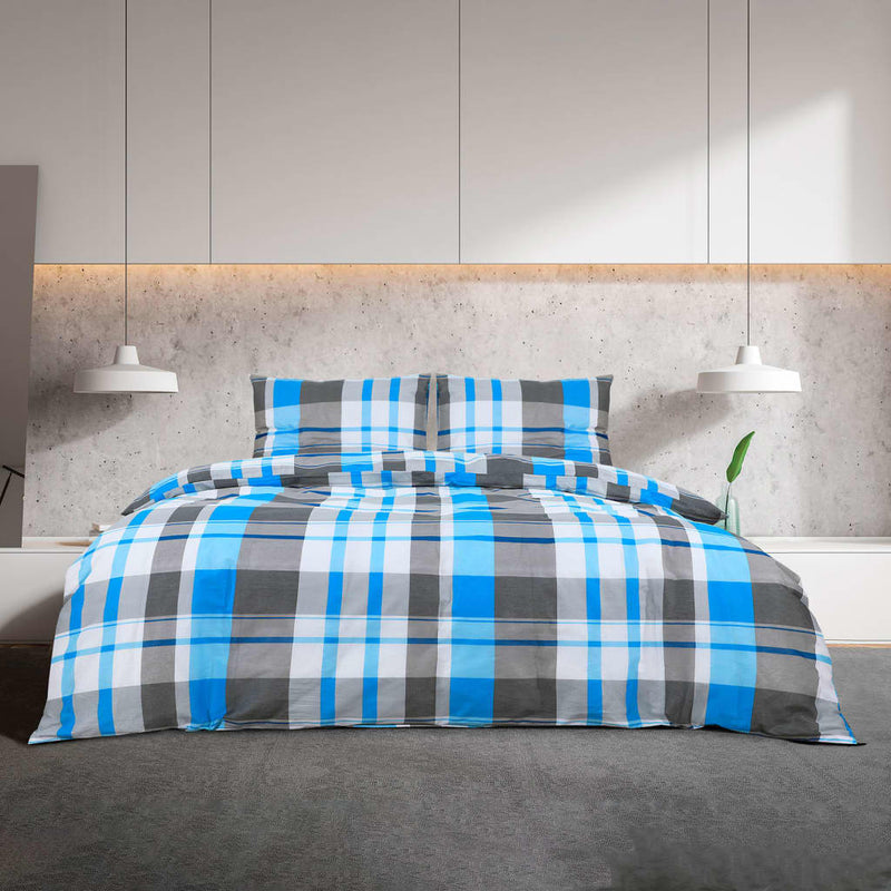 Bettwäsche-Set Blau und Grau 140x200 cm Baumwolle