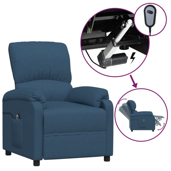 Elektrischer Sessel mit Liegefunktion Blau Stoff