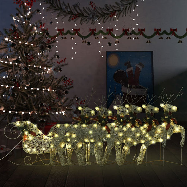 Weihnachtsdekoration Rentier & Schlitten 140 LEDs Outdoor Gold