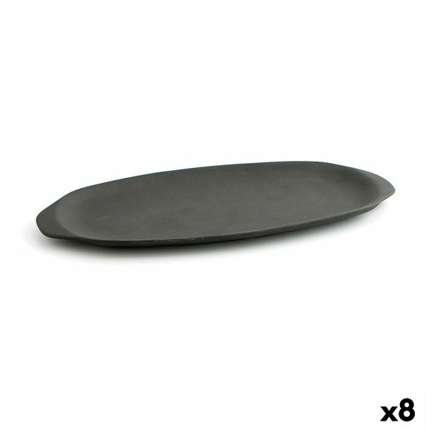 Tablett für Snacks Quid Mineral aus Keramik Schwarz (13 x 30,5 cm) (8 Stück)
