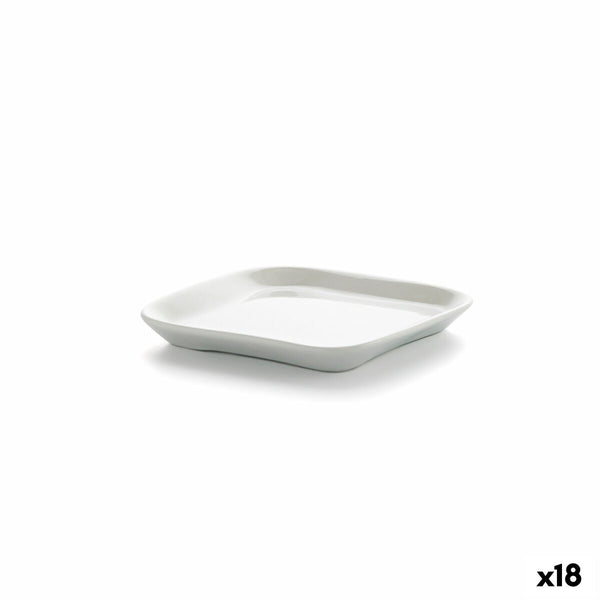 Tablett für Snacks Ariane Alaska karriert Mini aus Keramik Weiß (11,4 x 11,4 cm) (18 Stück)