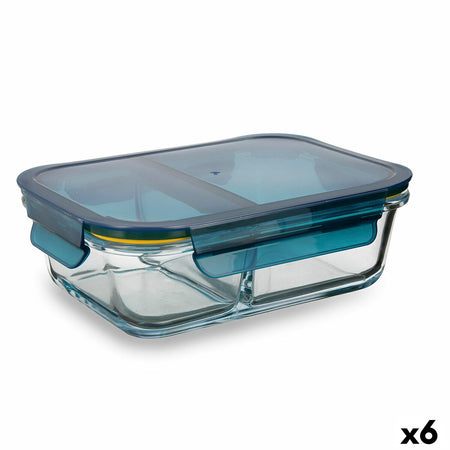 Lunchbox mit Fächern Quid Astral Blau Glas (520 ml + 350 ml) (6 Stück)