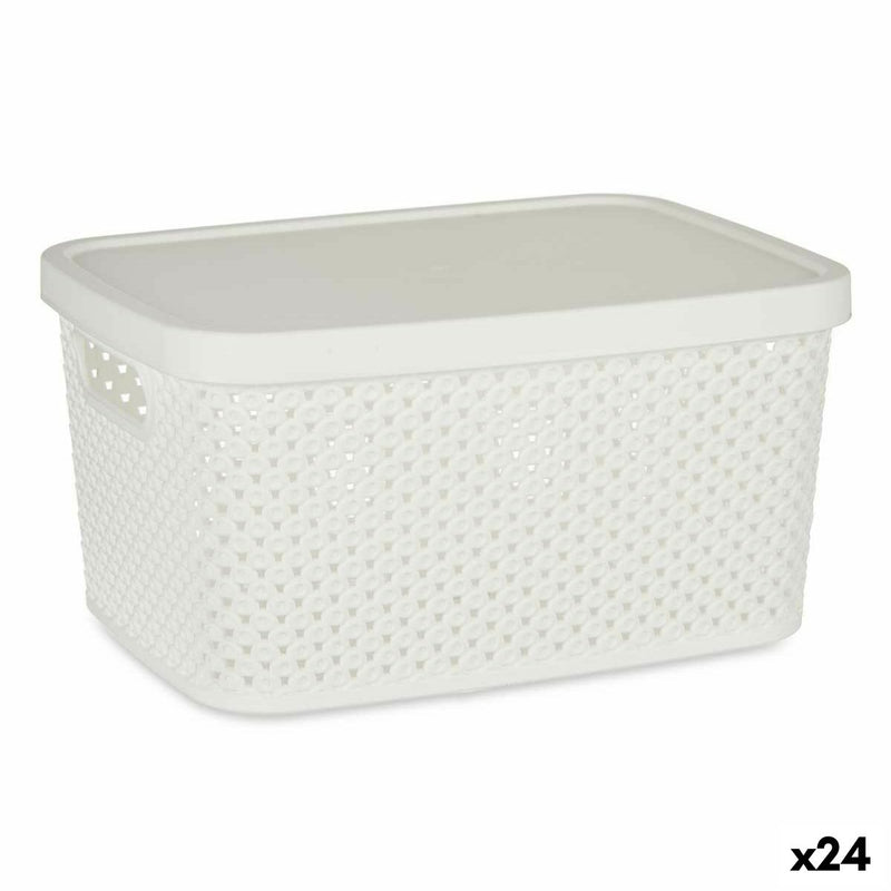 Aufbewahrungsbox mit Deckel Weiß Kunststoff 3,5 L (17,5 x 12,5 x 23,8 cm) (24 Stück)