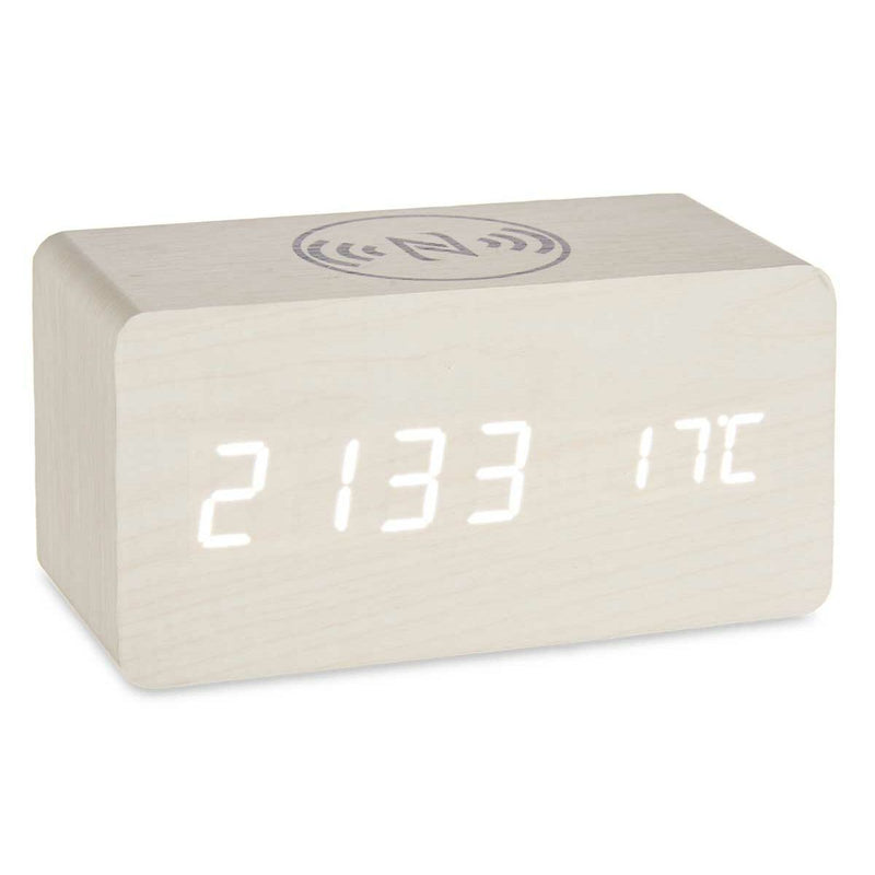 Digitale Desktop-Uhr Weiß PVC Holz MDF (15 x 7,5 x 7 cm) (12 Stück)