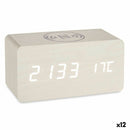 Digitale Desktop-Uhr Weiß PVC Holz MDF (15 x 7,5 x 7 cm) (12 Stück)