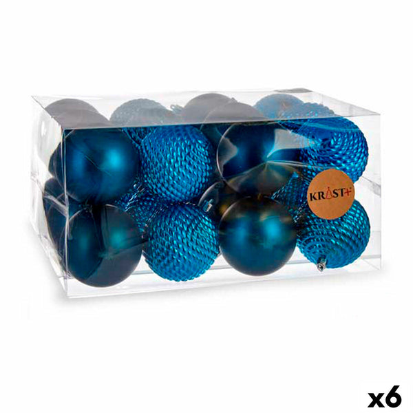 Weihnachtskugeln Set Blau Kunststoff (Ø 8 cm) (6 Stück)
