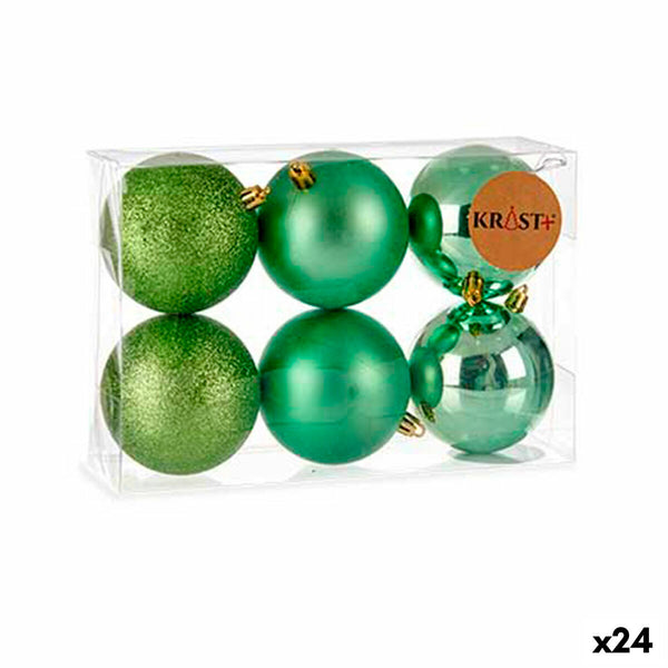 Weihnachtskugeln Set grün Kunststoff (Ø 8 cm) (24 Stück)