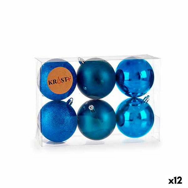 Weihnachtskugeln Set Blau Kunststoff (7 x 8 x 7 cm) (12 Stück)